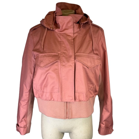 NWT $318 Sweaty Betty Timeless Cropped Trench Jacket Clay Pink Size 12 Hooded - Picture 3 of 8